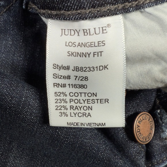 Judy Blue Jeans Womens 7/28 Skinny Fit Button Fly Stretch Denim JB82331DK - Picture 4 of 10